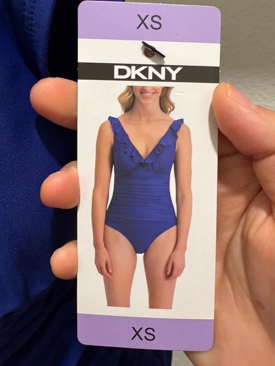 Dkny Other - DKNY Blue One-Piece Swimsuit with Ruffled Straps